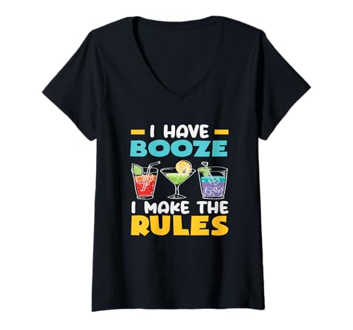 Damen Barkeeper I Have Booze I Make The Rules T-Shirt mit V-Ausschnitt von Mixologist Bar Crew Bartender Barkeeper Humor Gift