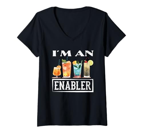 Damen Ich Bin EIN Enabler Barkeeper Fun Cocktail Vibe T-Shirt mit V-Ausschnitt von Mixologist Bar Crew Bartender Barkeeper Humor Gift