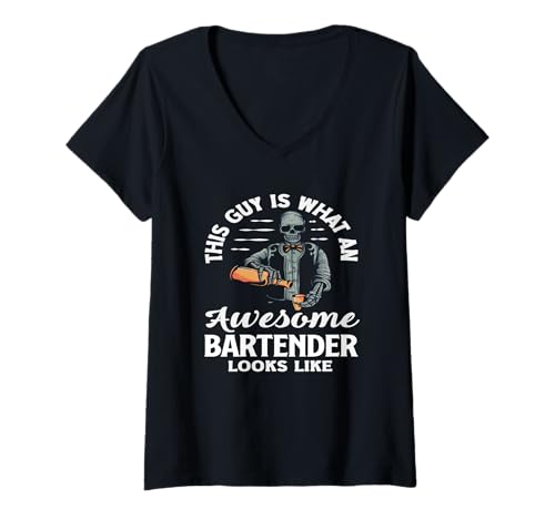 Damen This Guy is What An Awesome Barkeeper Looks Like T-Shirt mit V-Ausschnitt von Mixologist Bar Crew Bartender Barkeeper Humor Gift