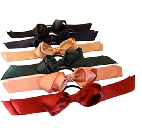 Miya® hochwerige Mädchen süße Haargummi Haarschmuck Haarband mit schöner eleganter Schleife aus Spitze Satin in Schwarz (6bund) von Miya