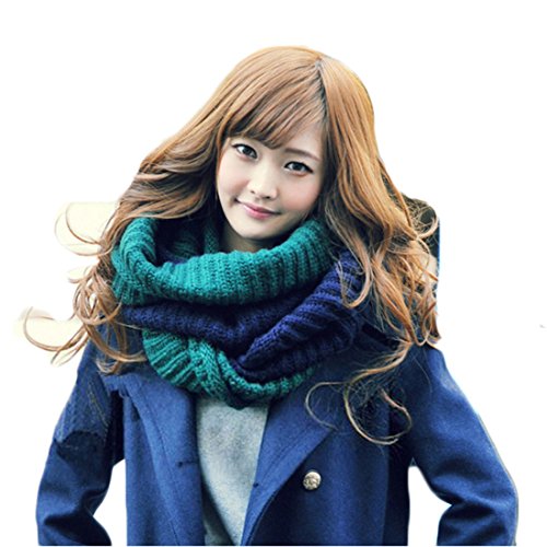 Miya® modische Damen Herbst/Winter lange Strickschal, Oversized Grobstrick Schal, super weich und hochwertige Umhang, (blaugrün mit blau) von Miya
