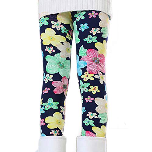 Miya Mädchen Thermo Leggings, Fleece Gefütterte Hose, Herbst Winter Thermohose in Farbe Bunt Blüte (MKUZI5001, DE/NL/SE/PL, Numerisch, 100, Slim) von Miya