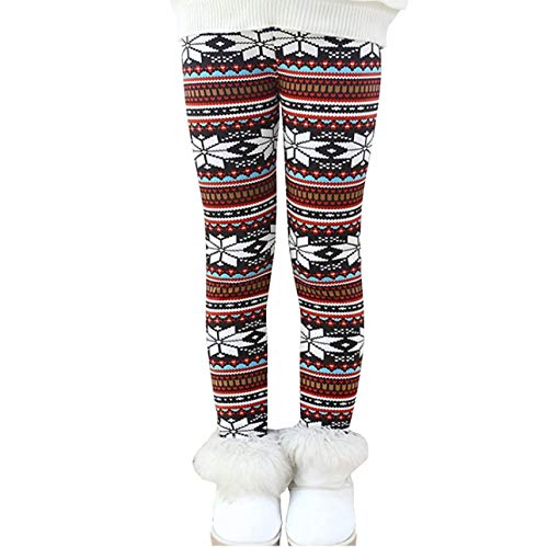 Miya Mädchen Thermo Leggings, Fleece Gefütterte Hose, Herbst Winter Thermohose in Schneeflocken (MKUZI6001, DE/NL/SE/PL, Numerisch, 150, Slim) von Miya