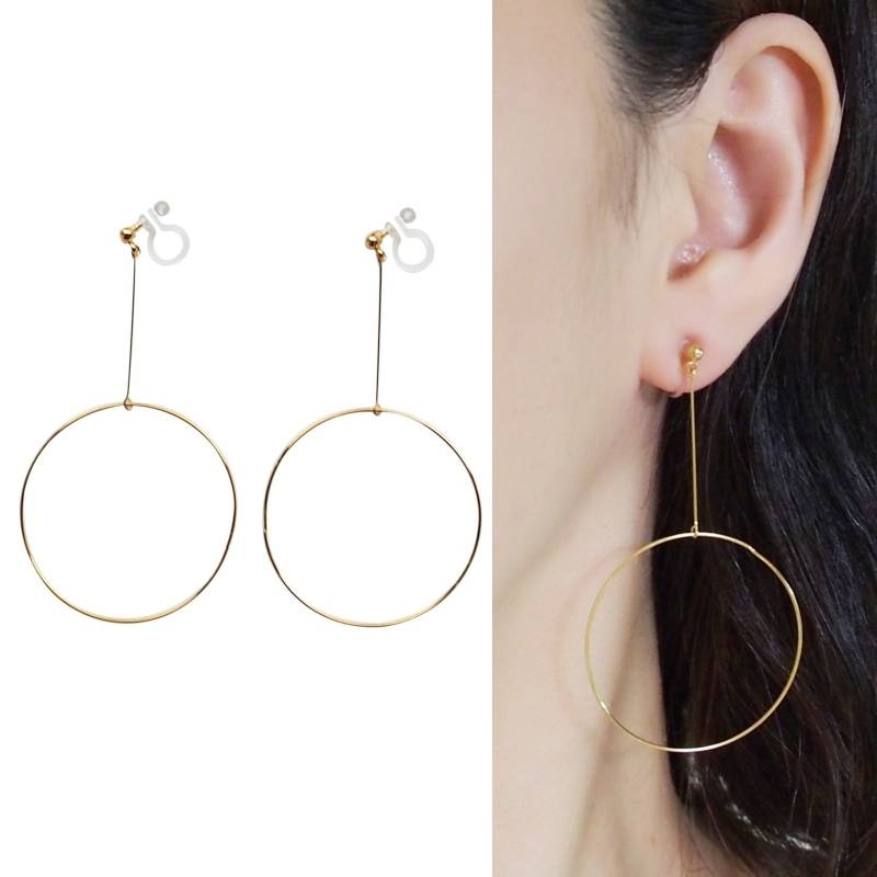 Creolen Unsichtbare Clips An Den Ohrringen Baumeln. Goldfarbene Creolen-Ohrringe. Große Kreis Runde Ohrclips, Nicht Durchbohrte Ohrringe von MiyabiGrace