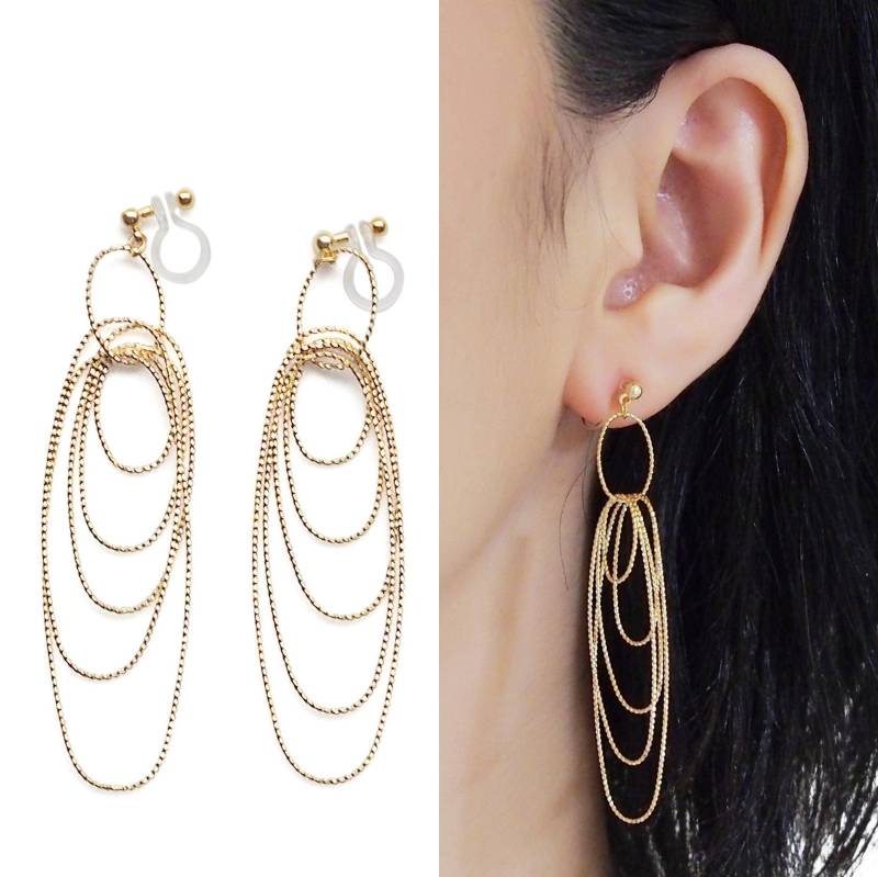 Gold-Clip Auf Ohrringe Creolen Unsichtbare Clip Strukturierte Schleife-Clip Lange Oval Hoop Clip-Ons Nicht Durchbohrte von MiyabiGrace