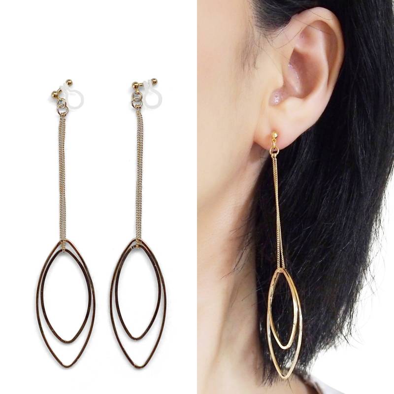 Goldreif Unsichtbare Ohrclips Baumeln - Bequeme Lange Kette Statement Clip Ohrringe Für Nicht Durchbohrte Designer Schmuck von MiyabiGrace