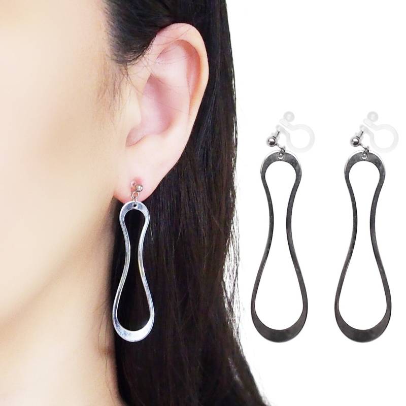 Gourd Geformt Nicht Durchbohrt, Silber Baumeln Unsichtbare Clip Auf Ohrringe von MiyabiGrace