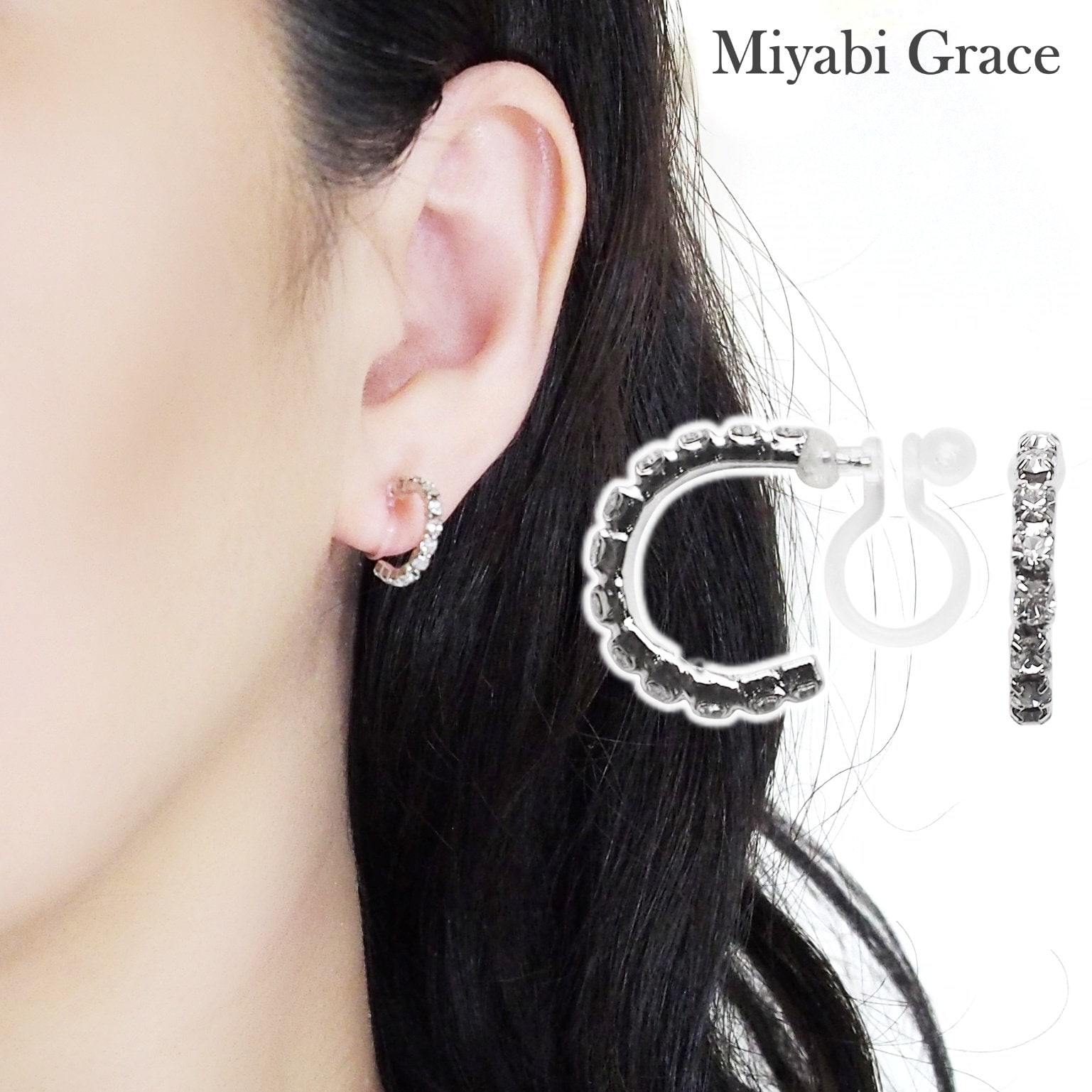 Kristall Clip Auf Creolen, Silber Unsichtbare Nicht Durchbohrte Ohrringe, Strass Ohrclips, Creolen von MiyabiGrace