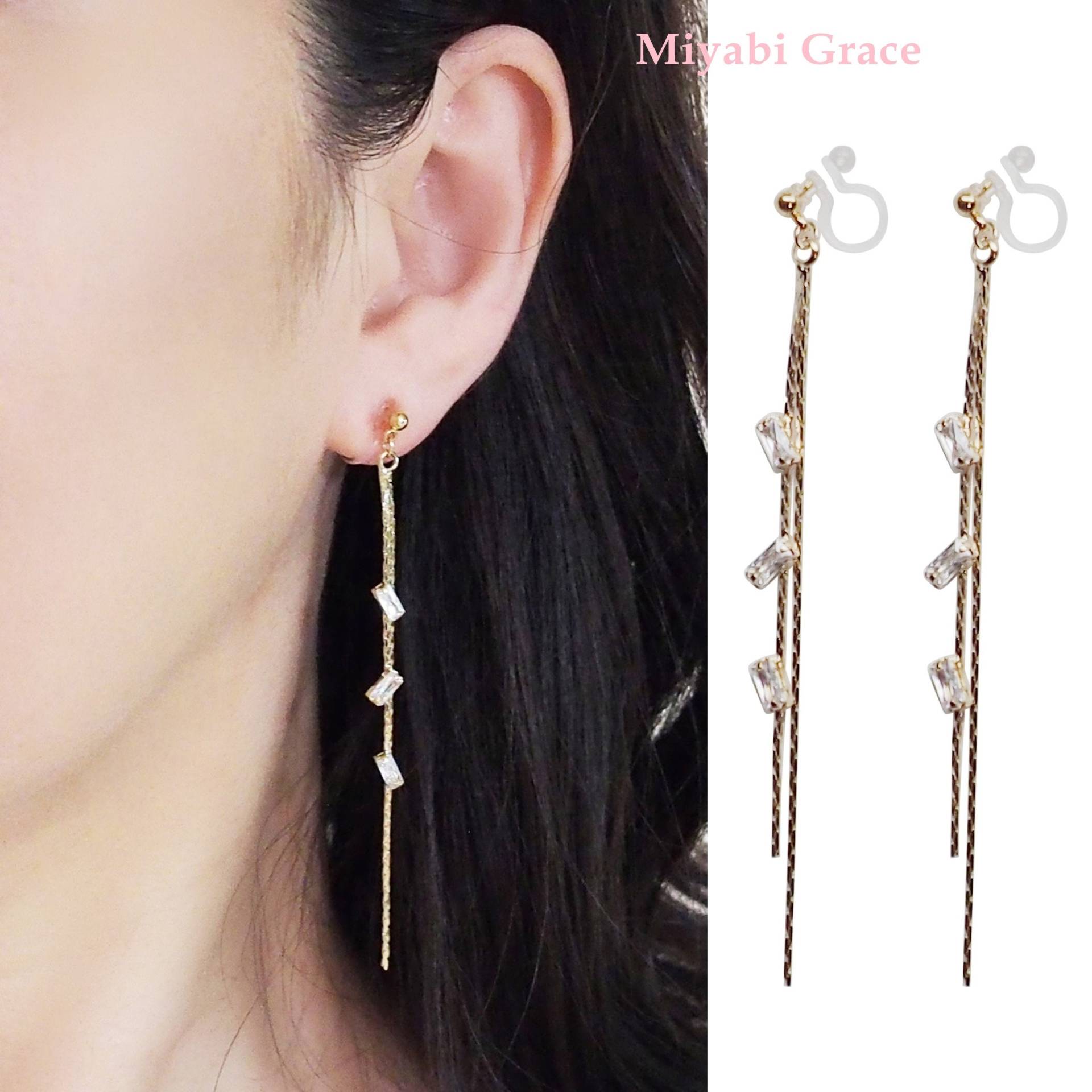 Kristall Ohrclips, Goldkette Strass Hängeohrringe, Nicht Durchbohrte Ohrringe von MiyabiGrace