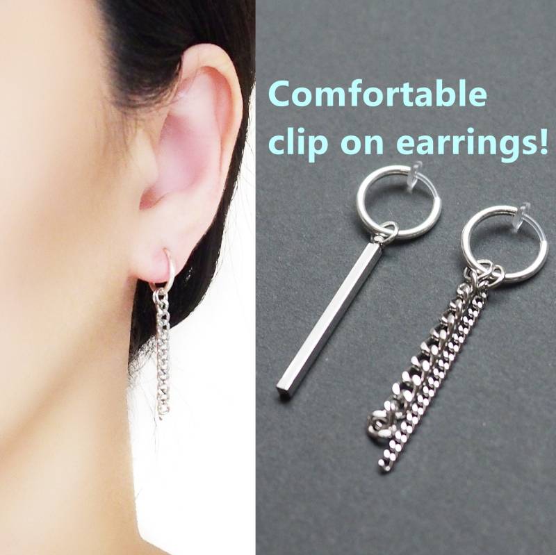 Silber Herren Ohrclips, Bts Kette Unsichtbare Clips, Künstliche Ohrringe Für Männer, Bantang Nicht Durchbohrt von MiyabiGrace