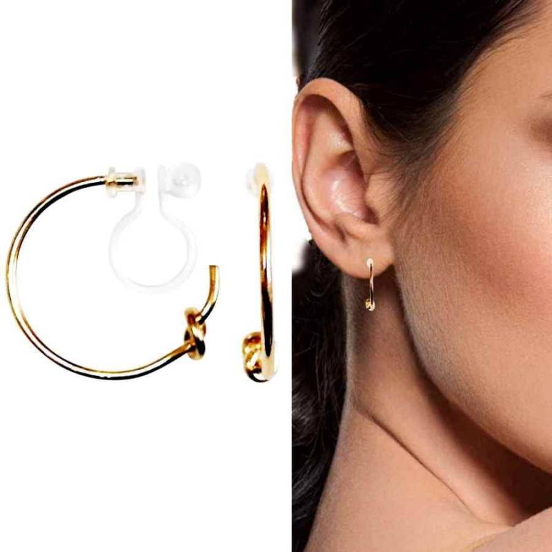 Verdrehte Gold Hoop Unsichtbare Clip Auf Ohrringe/Bequeme Nicht Durchbohrte Ohrringe/Knoten Kleine 19 Mm Fake von MiyabiGrace