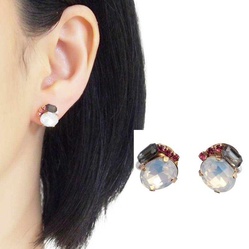 Unsichtbare Ohrclips, Weiße Strass Kristall Statement Clip On Ohrstecker Ohrringe Nicht Durchbohrt Rot Schwarz von MiyabiGrace