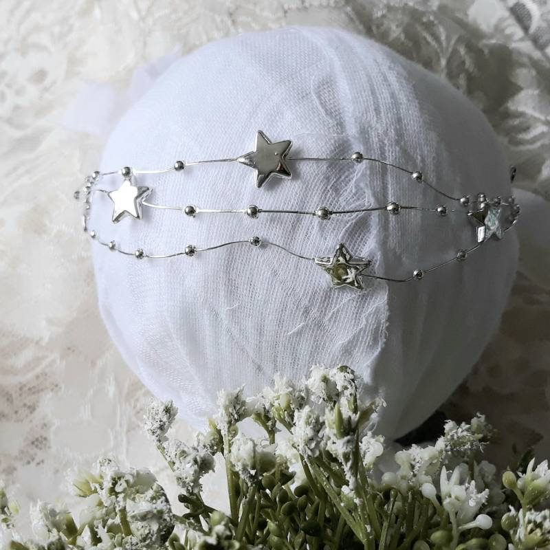 Stern Silber Neugeborenen Stirnband Twinkle Theme Sternennacht String von MiyahsCloset