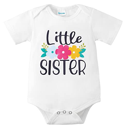 Miyanuby Baby Mädchen Sommer Kleidung Kurzarm T-Shirt Tops Big Sister Shirt Little Sister Strampler Geschwister Geschenk Matching T-Shirt von Miyanuby