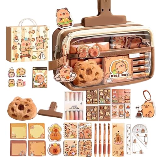 Miyanvuo Niedlicher Stift, Capybara Federmäppchen, Großes Fassungsvermögen Stifteetui Organizer Für Teenager Mädchen Kinder Mittelstufe Oberstufe Kindergarten Schüler Rucksack von Miyanvuo