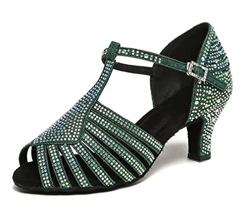 Miyoopark Damen Latein Tanzschuhe mit Strass Braut Hochzeit Party Schuhe L558 Grun 6cm Absatz EU 37.5 von Miyoopark