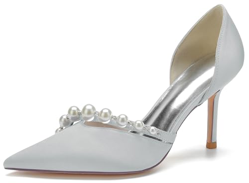 Miyoopark Bequem Damen Hochzeits Schuhe Schlupfen Party Abend Pumps mit Pearl J013 Silber 3.4" Absatz EU 41 Miyoopark Bequem Damen Hochzeits Schuhe Schlupfen Party Abend Pumps mit Pearl J013 Silber 3.4" Absatz EU 41 von Miyoopark
