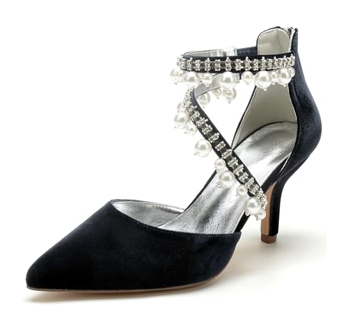 Miyoopark Braun Hochzeits Schuhe fur Damen Ketten Prom Pums M681 Pearls Tassel Schwarz EU 37 von Miyoopark