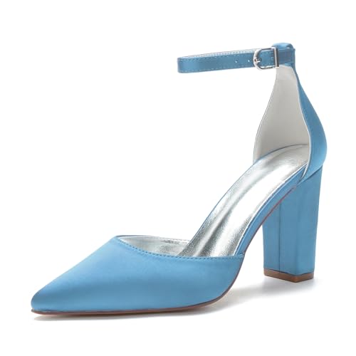 Miyoopark Damen Abend Schuhe Braut Absatzs Fesselriemen Prom Pumps M637 Himmelblau EU 41 von Miyoopark