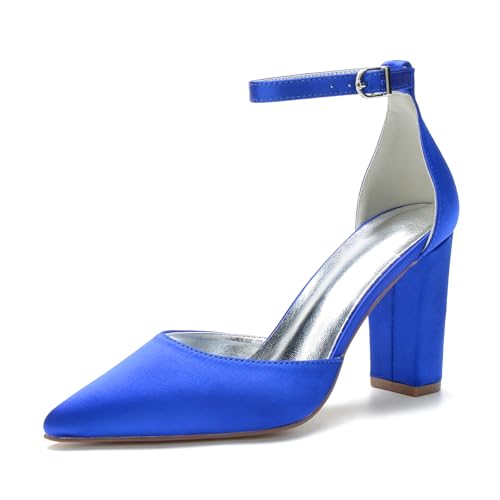 Miyoopark Damen Abend Schuhe Braut Absatzs Fesselriemen Prom Pumps M637 Königsblau EU 36.5 von Miyoopark