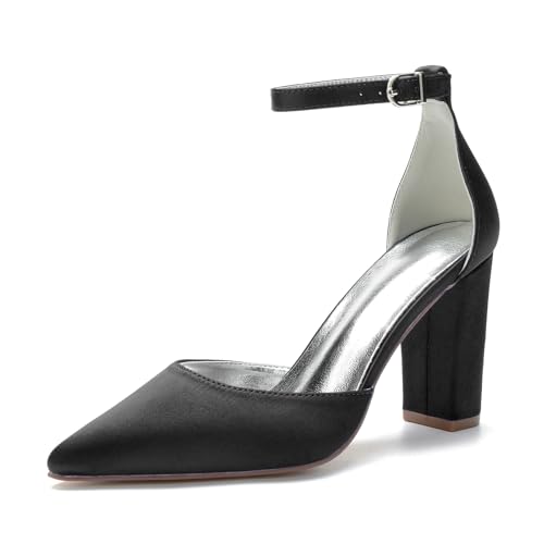 Miyoopark Damen Abend Schuhe Braut Absatzs Fesselriemen Prom Pumps M637 Schwarz EU 43 von Miyoopark