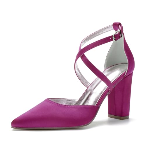 Miyoopark Damen Abend Schuhe Braut Absatzs Fesselriemen Prom Pumps M643 Fuchsia EU 42.5 von Miyoopark
