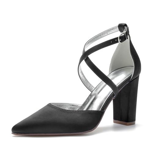 Miyoopark Damen Abend Schuhe Braut Absatzs Fesselriemen Prom Pumps M643 Schwarz EU 39.5 von Miyoopark