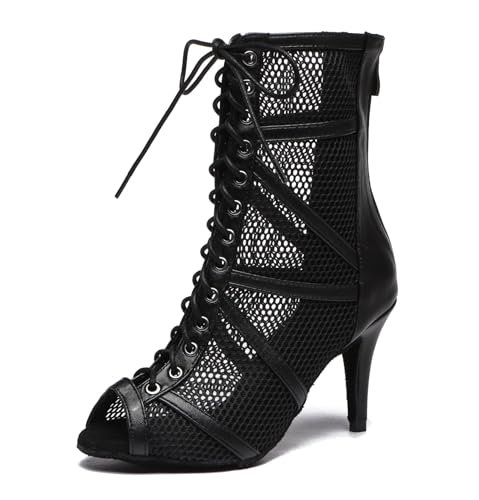 Miyoopark Damen Ballroom Tanzschuhe Hoher Absatz Latein Abend Stiefel L555 Schwarz 8.5cm Absatz EU 35 von Miyoopark