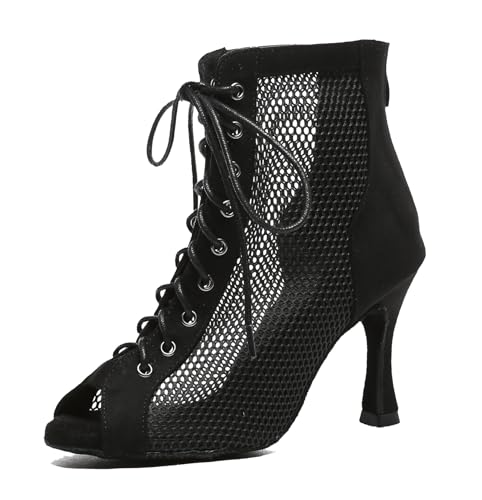 Miyoopark Damen Ballroom Tanzschuhe Hoher Absatz Latein Abend Stiefel L573 Schwarz 9cm Absatz EU 39 von Miyoopark