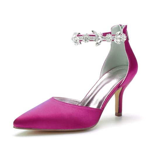 Miyoopark Damen Bequem Abend Schuhe Ankle Chains Hochzeits Pumps M648 Fuchsia EU 35.5 von Miyoopark