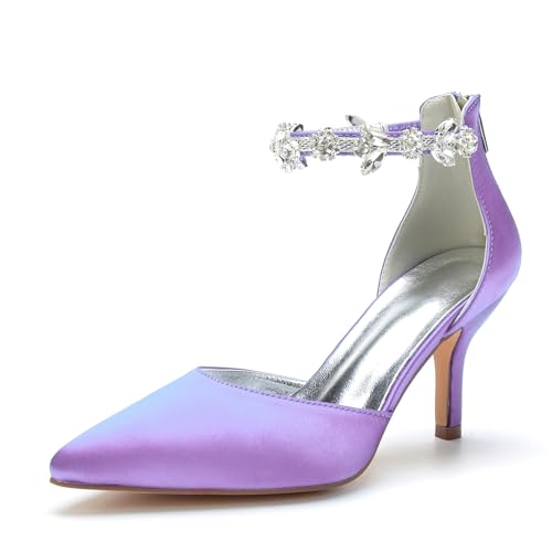 Miyoopark Damen Bequem Abend Schuhe Ankle Chains Hochzeits Pumps M648 Hellviolett EU 37.5 von Miyoopark