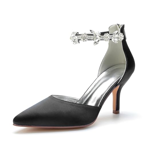 Miyoopark Damen Bequem Abend Schuhe Ankle Chains Hochzeits Pumps M648 Schwarz EU 38.5 von Miyoopark