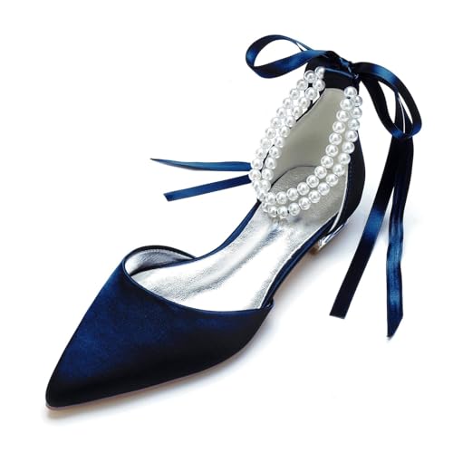 Miyoopark Damen Bequem Abend Schuhe mit Schleif Braut Hochzeits Pumps M671 Dunkelblau EU 43 von Miyoopark