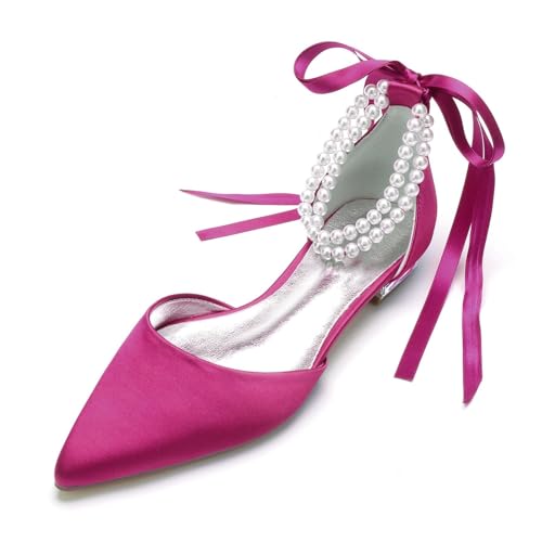 Miyoopark Damen Bequem Abend Schuhe mit Schleif Braut Hochzeits Pumps M671 Fuchsia EU 38.5 von Miyoopark
