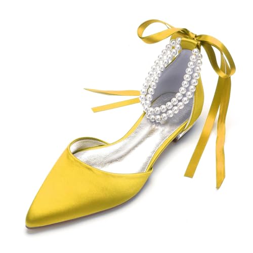 Miyoopark Damen Bequem Abend Schuhe mit Schleif Braut Hochzeits Pumps M671 Gelb EU 38.5 von Miyoopark