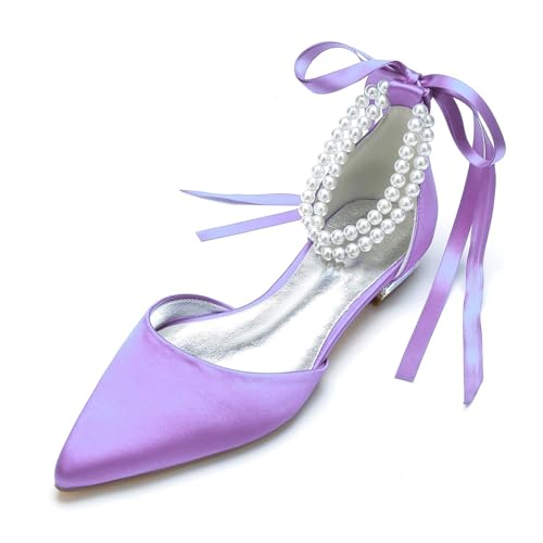 Miyoopark Damen Bequem Abend Schuhe mit Schleif Braut Hochzeits Pumps M671 Hellviolett EU 43 von Miyoopark