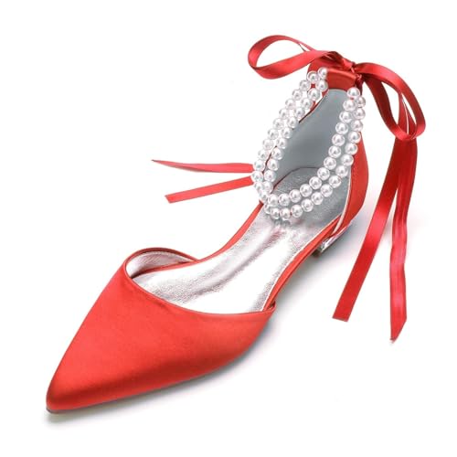 Miyoopark Damen Bequem Abend Schuhe mit Schleif Braut Hochzeits Pumps M671 Rot EU 38 von Miyoopark