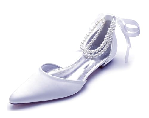 Miyoopark Damen Bequem Abend Schuhe mit Schleif Braut Hochzeits Pumps M671 Weiß EU 41.5 von Miyoopark