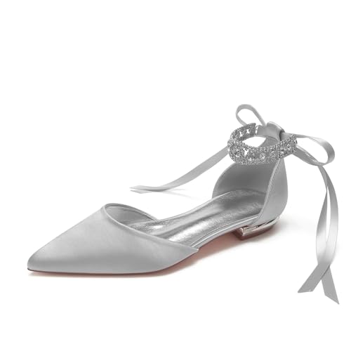 Miyoopark Damen Bequem Abend Schuhe mit Schleif Braut Hochzeits Pumps M672 Silber EU 42 von Miyoopark