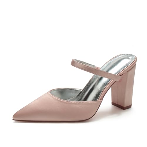 Miyoopark Damen Bequem Braut Schuhe Schlüpfen Abend Pantoletten M632 Altrosa EU 41 von Miyoopark