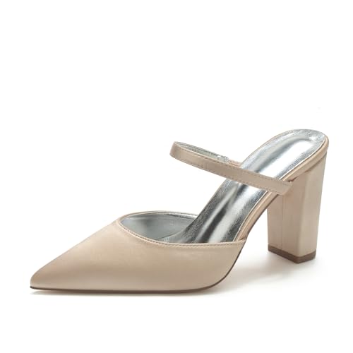 Miyoopark Damen Bequem Braut Schuhe Schlüpfen Abend Pantoletten M632 Champagner EU 40 von Miyoopark