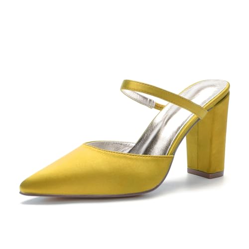 Miyoopark Damen Bequem Braut Schuhe Schlüpfen Abend Pantoletten M632 Gelb EU 42.5 von Miyoopark