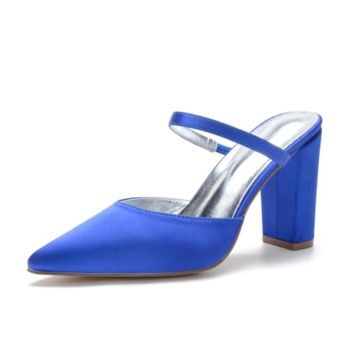 Miyoopark Damen Bequem Braut Schuhe Schlüpfen Abend Pantoletten M632 Königsblau EU 37.5 von Miyoopark