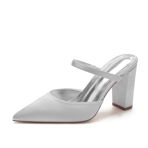 Miyoopark Damen Bequem Braut Schuhe Schlüpfen Abend Pantoletten M632 Silber EU 39.5 von Miyoopark