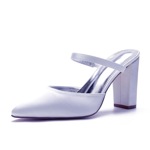 Miyoopark Damen Bequem Braut Schuhe Schlüpfen Abend Pantoletten M632 Weiß EU 35 von Miyoopark