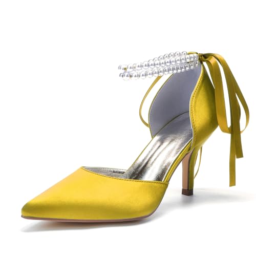 Miyoopark Damen Bequem Hochzeit Schuhe Geschlossene Abend Pumps M647 Gelb EU 39 von Miyoopark
