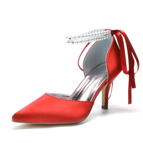 Miyoopark Damen Bequem Hochzeit Schuhe Geschlossene Abend Pumps M647 Rot EU 38.5 von Miyoopark