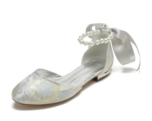 Miyoopark Damen Bequem Hochzeits Flache mit Ketten Abend Pumps Schuhe M733 Pearls Chain Silver EU 41.5 Miyoopark Damen Bequem Hochzeits Flache mit Ketten Abend Pumps Schuhe M733 Pearls Chain Silver EU 41.5 von Miyoopark