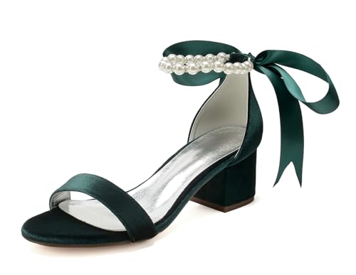 Miyoopark Damen Blockabsatz Hochzeits Sandalen Ketten Abend Schuhe M686 Grün EU 40.5 von Miyoopark