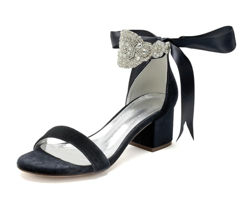 Miyoopark Damen Blockabsatz Hochzeits Sandalen Ketten Abend Schuhe M687 Schwarz EU 42 von Miyoopark